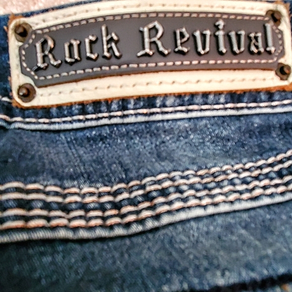 ROCK REVIVAL Buckle Jeans TALI Mid-rise Boot 27 EUC Sanding Whiskering - Picture 13 of 13